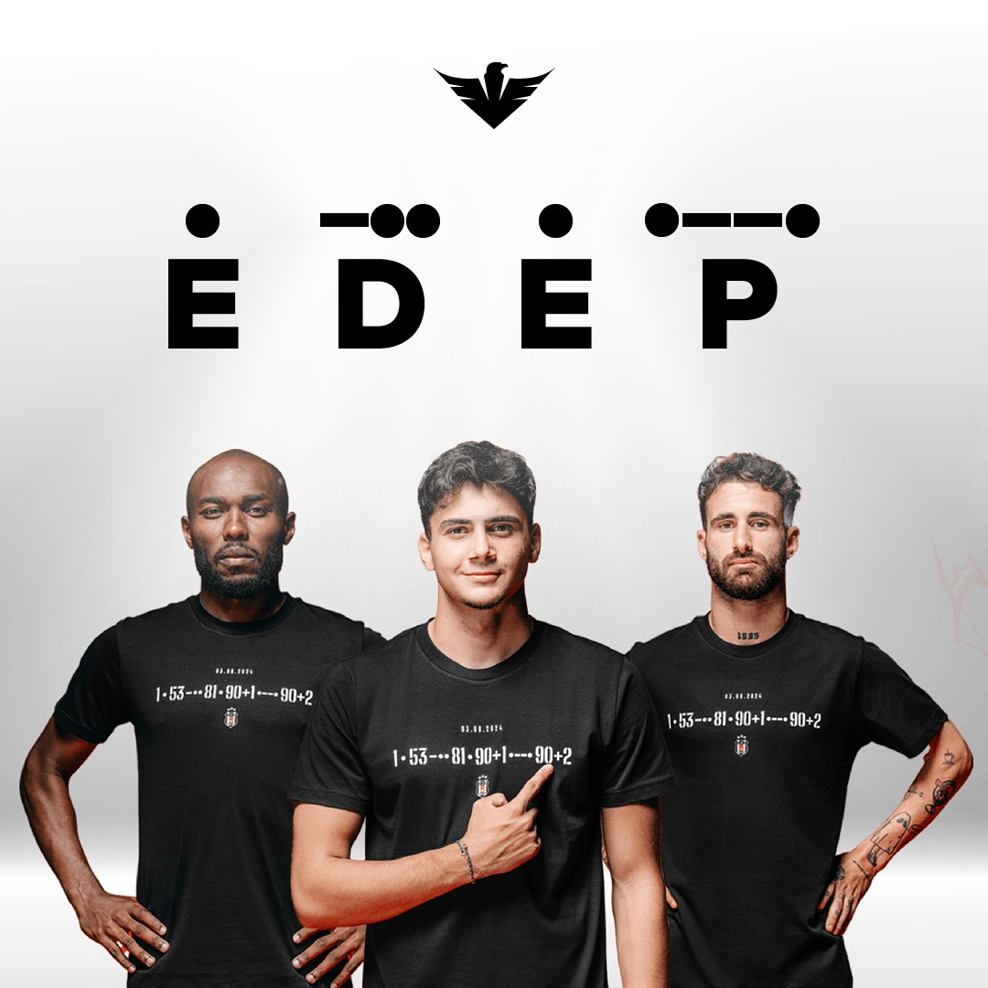 Beşiktaş'ın Süper Kupa tişörtünde Mors alfabesiyle "EDEP" yazıyor.