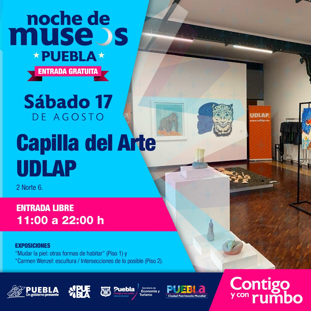 CapilladelArte's tweet photo. ¡Disfruta hoy #NochedeMuseos en #CapilladelArteUDLAP! 🌃
Con nuestras exposiciones en un ambiente único ✨ y música en vivo en lenguas originarias🎵🍃
¡Te esperamos! 🤩
@udlap @CapilladelArte @CulturaGobPue #ViveCapilla #CulturaUDLAP #Exposicióndearte #MuseoPuebla #Museogratis https://t.co/zUUcFnjOOK