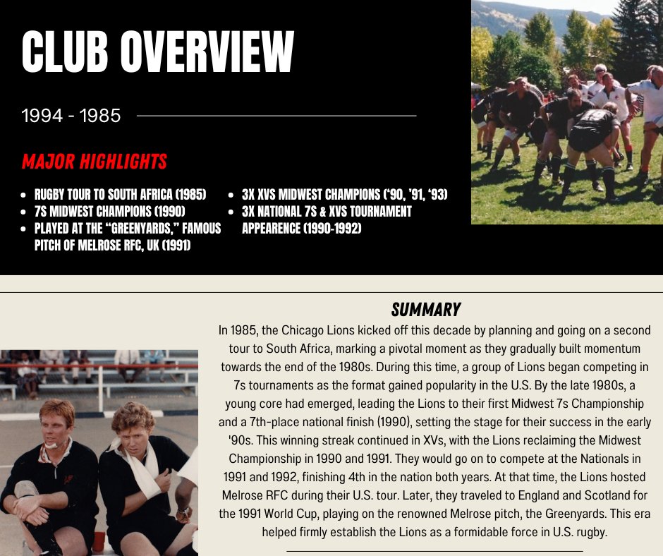 clrfc's tweet image. In an era that saw the birth of the Lions 7s program, two international tours, and three national tournament appearances, it's clear why many believe this decade put the Chicago Lions on the map.
•
•
•
•
#ChicagoLions #OnceALion #60thAnniversary