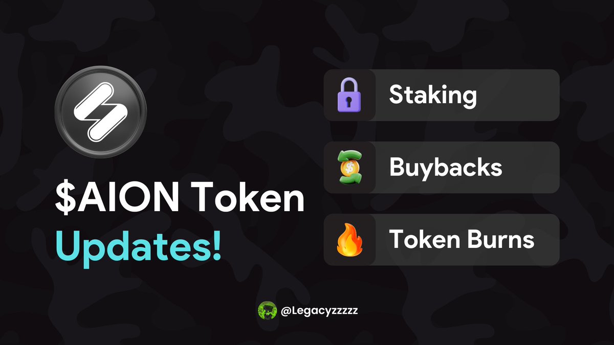 $AION token major updates 🔔

➤ Stake $AION for USDC, buybacks and token burns. 

Read the thread 🧵for detailed information.

Follow, like and QT this to onboard more people to the $AION ecosystem.