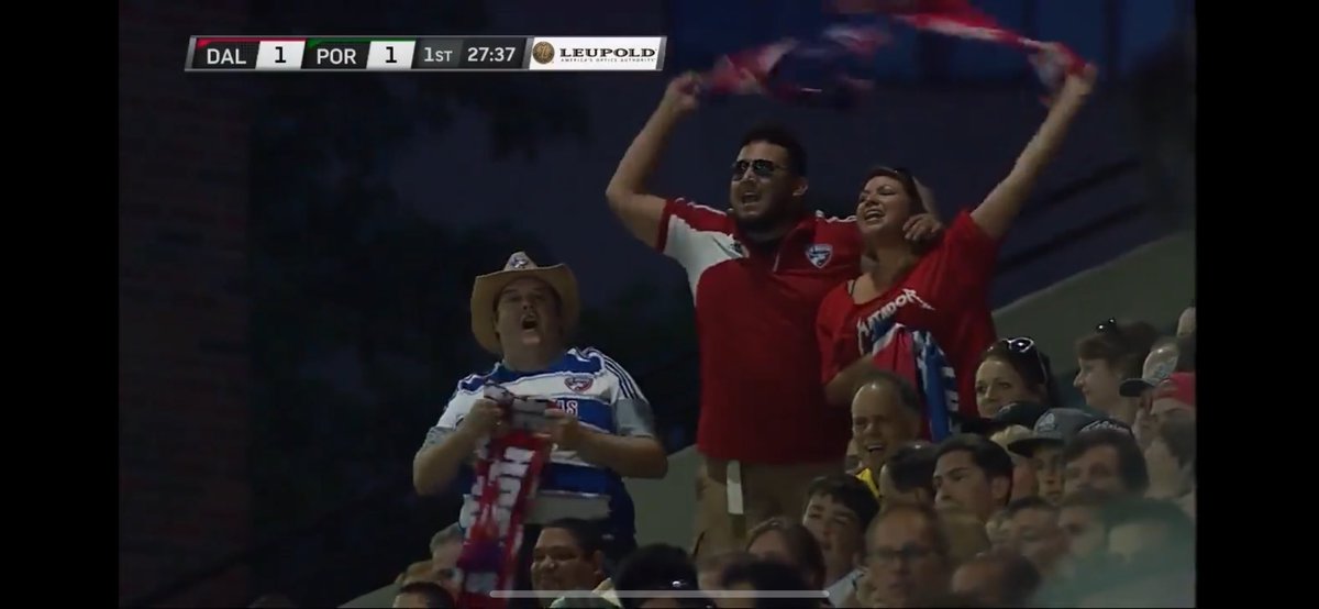 Forts19's tweet photo. @FCDallas 18 days ago you issued a 6 month ban to this supporter for standing up to a white supremacist at a match yet his support for this club has been highlighted by the social media team multiple times since. #JusticeforParrish https://t.co/UtBsTOjXgA