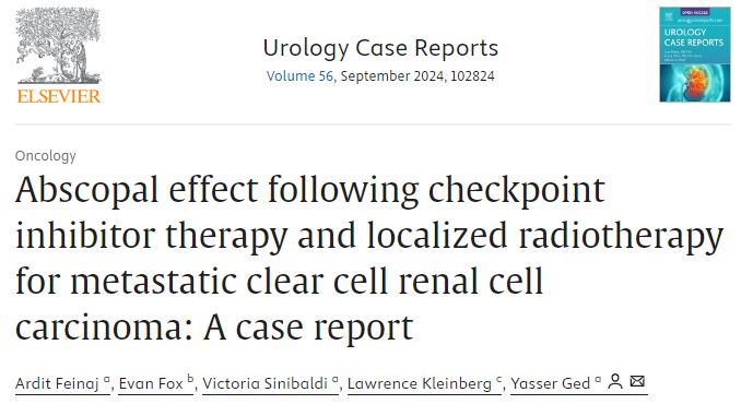 FeinajArdit's tweet photo. Happy to share that our case report on the Abscopal effect in RCC is now published in @UroCaseReports!
@yasserged 
https://t.co/ev75wTNY0u 
#KidneyCancer #AbscopalEffect #Immunotherapy #MedTwitter https://t.co/YveRdi2270