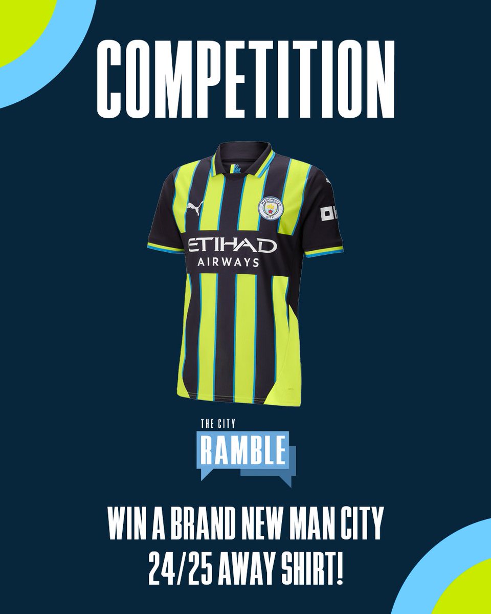 🎉𝐂𝐨𝐦𝐩𝐞𝐭𝐢𝐭𝐢𝐨𝐧🎉

To celebrate the return of the PL season, we're giving away a brand new Man City 24/25 away shirt 

To enter:
💭 Comment which minute City's first goal vs Chelsea will be scored in
♺ Like and repost this post
✅ Follow <a href="/TheCityRamble/">The City Ramble</a> 

Good luck! 😁
