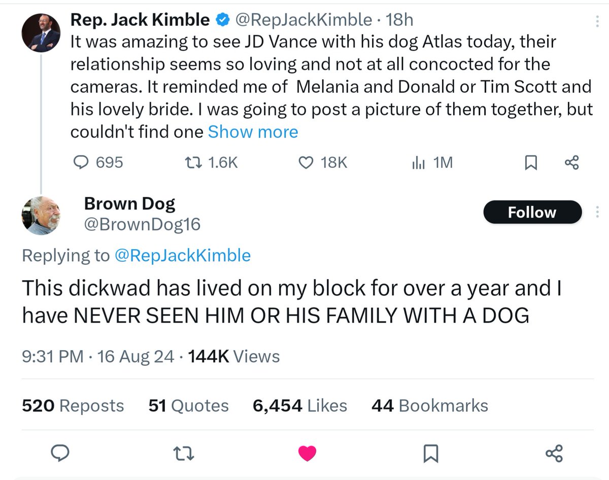 KesendraB's tweet photo. Tweeting it again, #JDVanceIsWeird #Weird #FakeDog https://t.co/jYMIAs3sKg