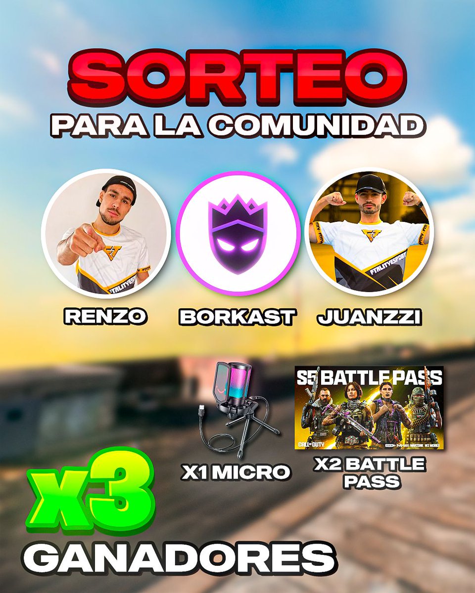 Sorteo de Microfono y 2 pases de Batalla por IG
instagram.com/ftalityrenzo
Siguenos y Retweet para mas posibilidades 🤝