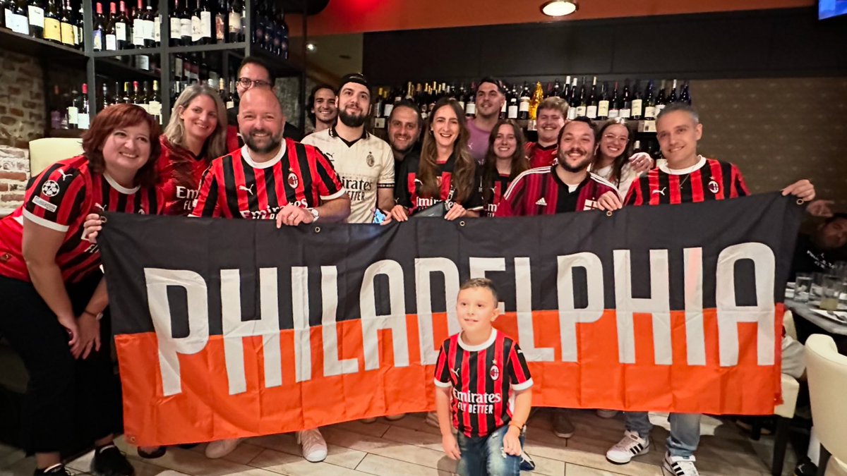 MilanClubPhilly's tweet photo. What a finish! What a turnout! Fantastic to see so many old friends and welcome new ones today. Thank you, @gbotic and @GCaffeLaquila for hosting us. Stay tuned for our next meetup announcement and #FORZAMILAN sempre e ovunque! #itsalwaysrossoneroinphiladelphia -DF https://t.co/o7b0u51Que
