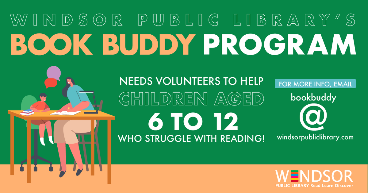 Friends, the Book Buddy program generously operated by the <a href="/windsorpublib/">WindsorPublicLibrary</a> could use some volunteers. If you or anyone you know has the time to help with such a vital life skill, visit here: bit.ly/3yGF1wG