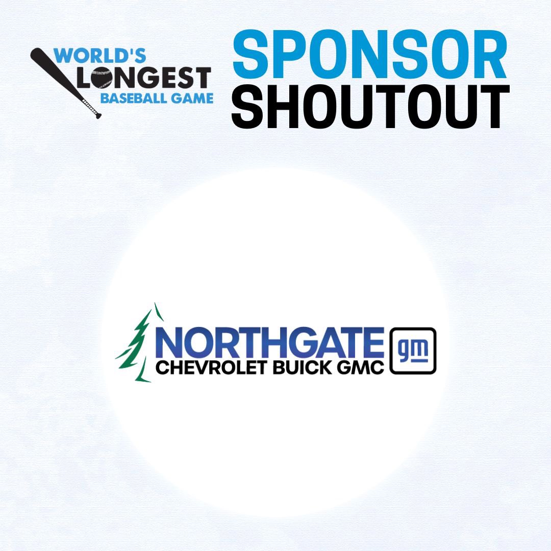 ⚾️ SPONSOR SHOUTOUT: <a href="/NorthgateGM/">Northgate GM</a> 

Thank you for your support of the #WLBG2024! 👏

If you’re interested in sponsoring the event, check out our sponsor package on our website: worldslongestgame.ca