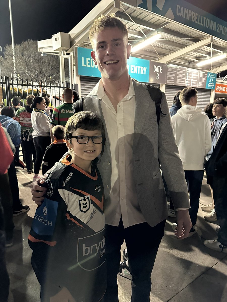 Lachlan Galvin has a fan for life, gave his jersey to my boy Elijah last night. A local Campbelltown junior himself his dreams have grown of one day being a <a href="/WestsTigers/">Wests Tigers</a> player following in the footsteps of our local heroes. Thank you Lachy made this boys year !