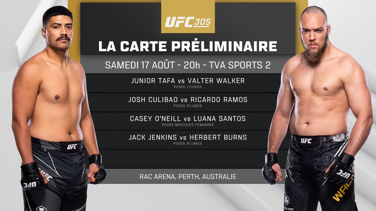 ValTroubleMMA's tweet image. À ne pas manquer ce soir, dès 20h, l’UFC 305 sur les ondes de TVA sports 2 ! La carte principal suivra sur Indigo dès 22h 🔥#UFC305 #DUPLESSISVSADESANYA #UFCTVA