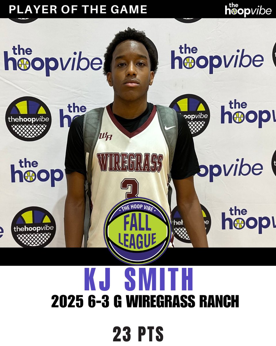 thehoopvibe's tweet photo. Game 1: #HoopVibe Fall League 

2025 Wiregrass Ranch G KJ Smith was in a zone early here in fall league action. A game high 2️⃣3️⃣ points in a 46-41 win over Lake Howell

Confident ball handler, shifty athlete and a gifted jump shooter (four 3’s in the game). Coaches get on him now https://t.co/Tr5iyg2ZLV
