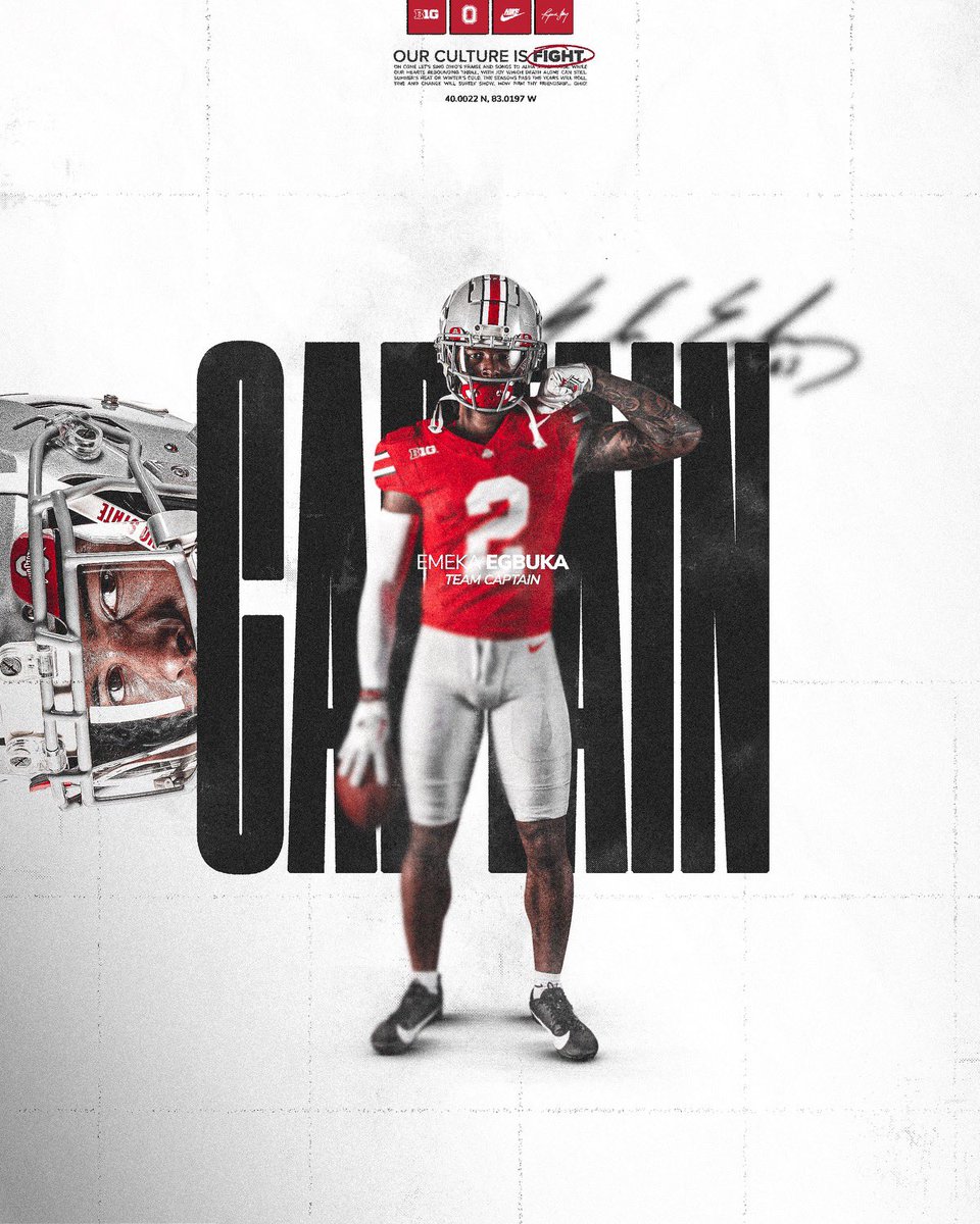 CleBuckeye23's tweet photo. Emeka Egbuka, TreVeyon Henderson, Jack Sawyer, and Cody Simon have been selected as team captains for Ohio State this season https://t.co/OvxxyOi9Ni