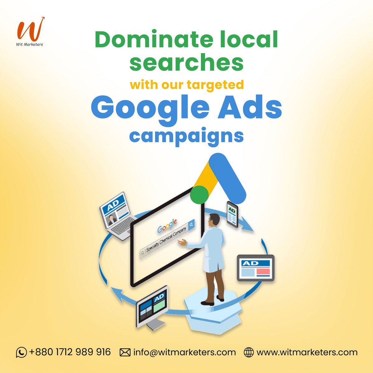 witmarketers's tweet photo. the power of Google Ads and propel your business to new heights with Wit Marketers! Your journey to success begins here 🎯💻📈. #DigitalMarketing #GoogleAds #WitMarketers. 🚀 https://t.co/wZ9XGUvgLA
#digitalmarketing #googleads #witmarketers #onlineadvertising #successjourney https://t.co/6r9dA3ev96