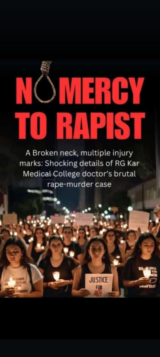 kadakhe's tweet photo. How can this Kolkata rape case be a small one in which an on duty doctor was beaten badly by some brutes and a woman in their own government hospital after drinking alcohol at around 3 am (9th August) when they found her alone. Some brutes pulled her legs in such a way that her pelvic bone broke which is a strong bone of the body which does not break easily. They choked her so hard that her neck bone broke. After that they hit her glasses so hard that the glasses went inside her eyes. They tortured her a lot more. They continued raping her. Even after she died, they raped her dead body too. It is very painful. The government of the place where this incident happened (Bengal, Kolkata) has not done justice till now and is trying to suppress the case. Please make this viral so that she gets justice. And because of this all the doctors of India are on strike.
#justiceformoumitadebnath 
#JusticeForMoumita