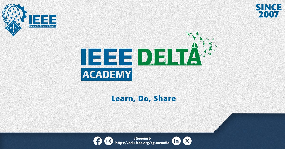 IEEE_MSB's tweet photo. من أجمل الرحلات اللى ممكن تعيشها هى الرحلات النيليه ☺️تعالى نعيش نفس الأجواء فى IEEE Delta Academy و دى رحلتنا النيليه فى عالم الـ Tech 💪
و هتكون مليئه بأنشطة كتير مختلفة, تابعونا علشان متفوتكش تفاصيل رحلتنا 🥰  #IEEEDeltaAcademy #IEEE_MSB  #Follow_The_Blue #وأما_ما_ينفع_الناس https://t.co/jBwLoLspPF