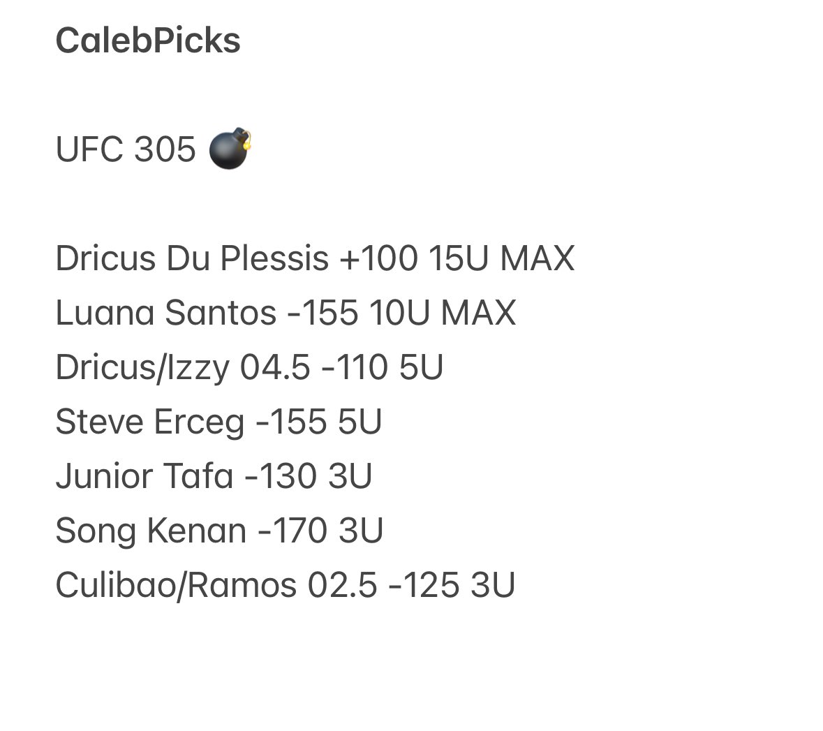 Thecappershub's tweet image. #CalebPicks 

#UFC305
