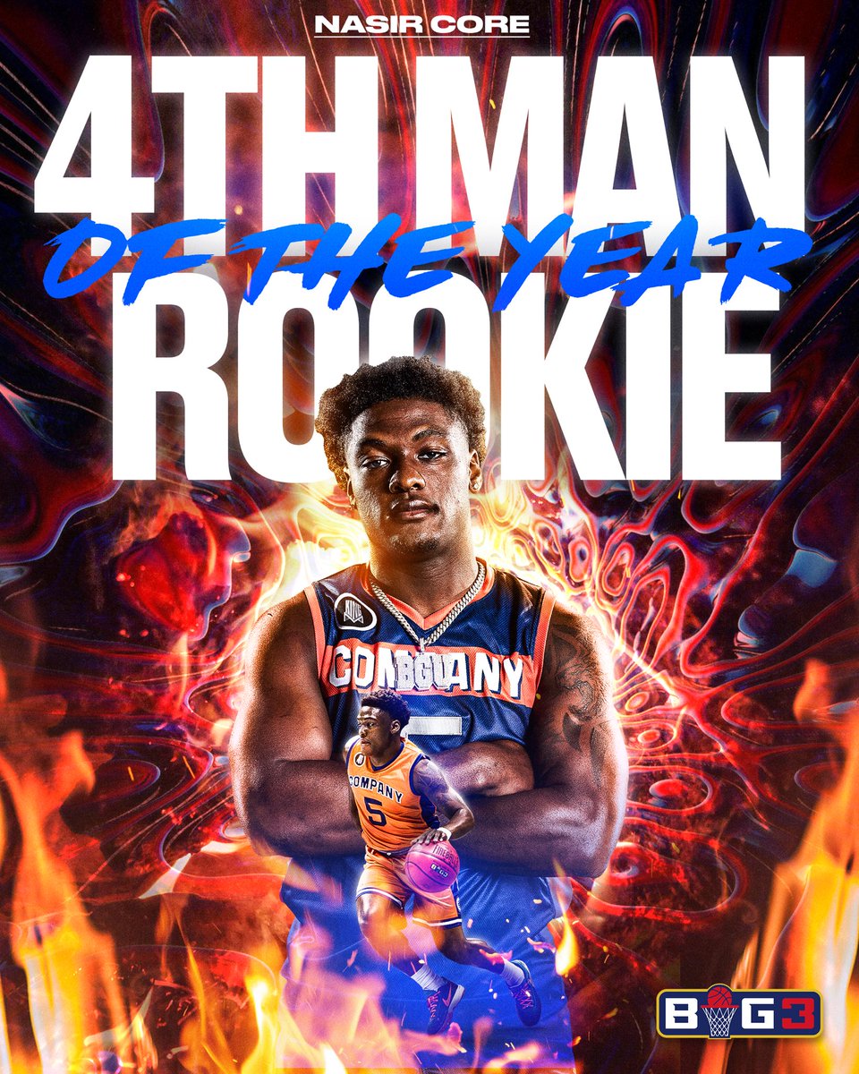 thebig3's tweet photo. As voted by players and coaches, 4th Man of the Year AND Rookie of the Year are awarded to @CoreNasir 🏆 https://t.co/Ijvm6BhOqu