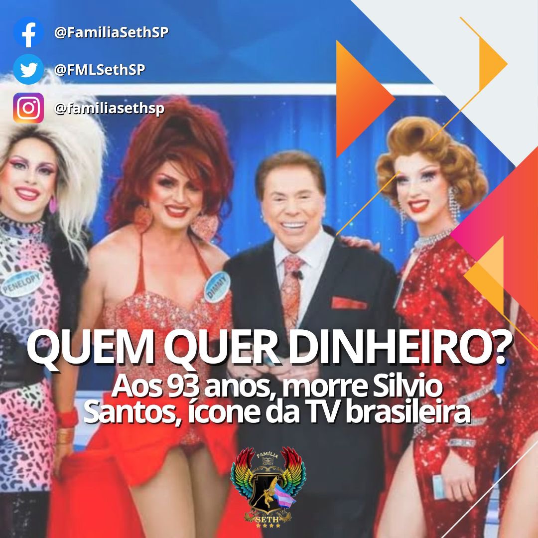 FMLSethSP's tweet photo. Silvio foi pioneiro ao levar drag queens, mulheres trans e travestis para os televisores de todo o Brasil com o Concurso de Transformistas, quadro apresentado por ele entre as décadas de 1980 e 1990 e recuperado
esporadicamente ao longo do século 21. 

https://t.co/62BuUtoKzf https://t.co/wxEhIjghWJ