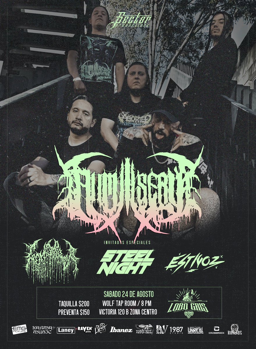 🔥DURANGO! Después de 5 años Nos vemos este 24 de Agosto en el Wolf Tap Room en una noche llena de locura!
Preventas disponibles en Wolf tap Rom
Invitados: Gonorrea Steel Night Éstivoz