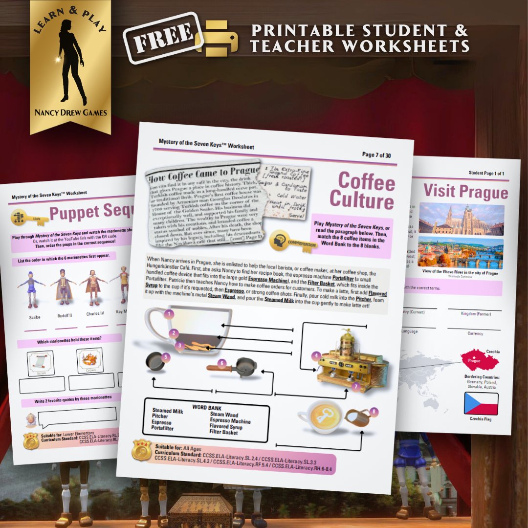 🧑‍🏫 Learn and play as you solve Nancy Drew’s newest exciting adventure 🍎 Download FREE teacher-consulted worksheets for students, teachers, and parents filled with lessons from #MysteryOfTheSevenKeys!
🖨️ Free printables here: bit.ly/3WNxUud