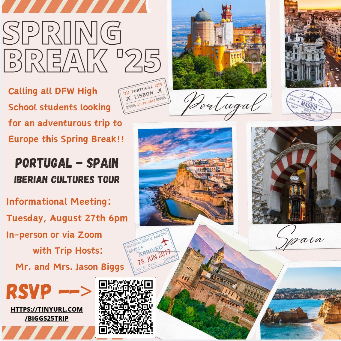 High Schoolers, you know you want to travel with us in March!!! Bring your parents to the Info Meeting this month!