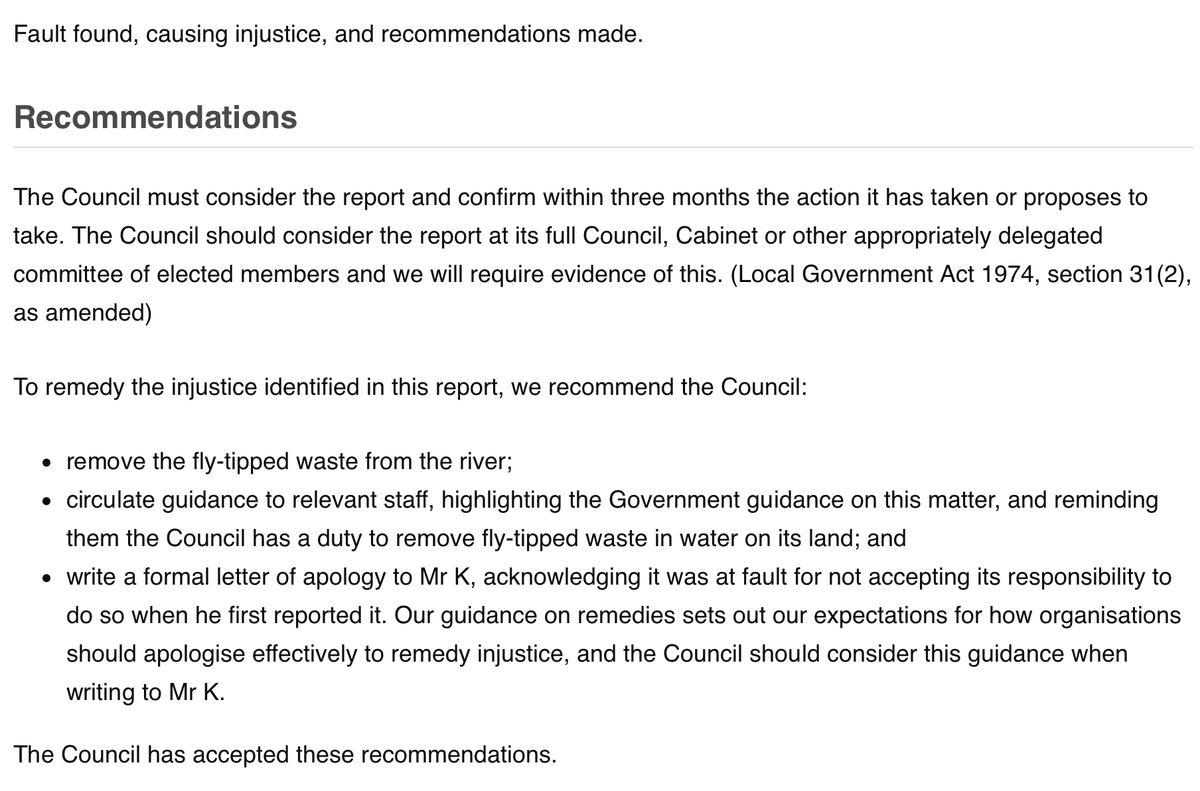 Ombudsman slams RBK Kingston council on fly-tipping concerns.

Incompetent  RBK Officers argued that a stream on RBK property was not ‘land’ and therefore did not apply!

lgo.org.uk/information-ce…