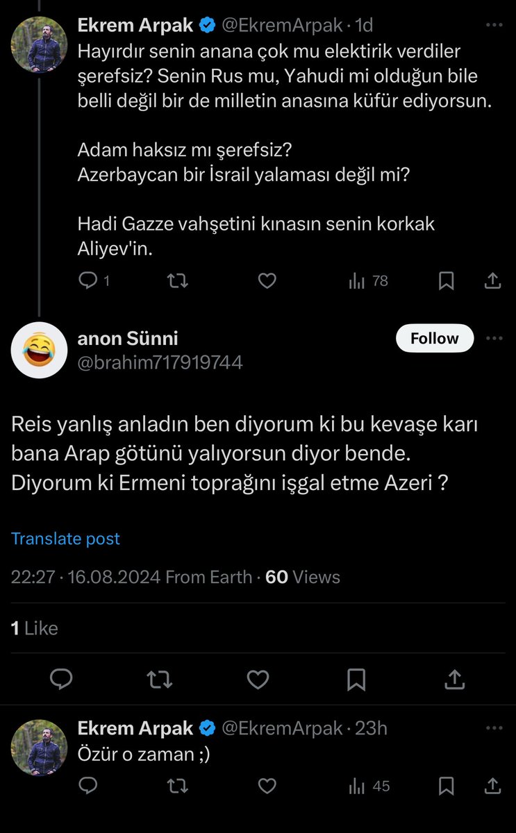 Azerbaycan’ın Ermeni topraklarını işgal ettiğini mi düşünüyorsunuz sn <a href="/EkremArpak/">Ekrem Arpak</a>  ?