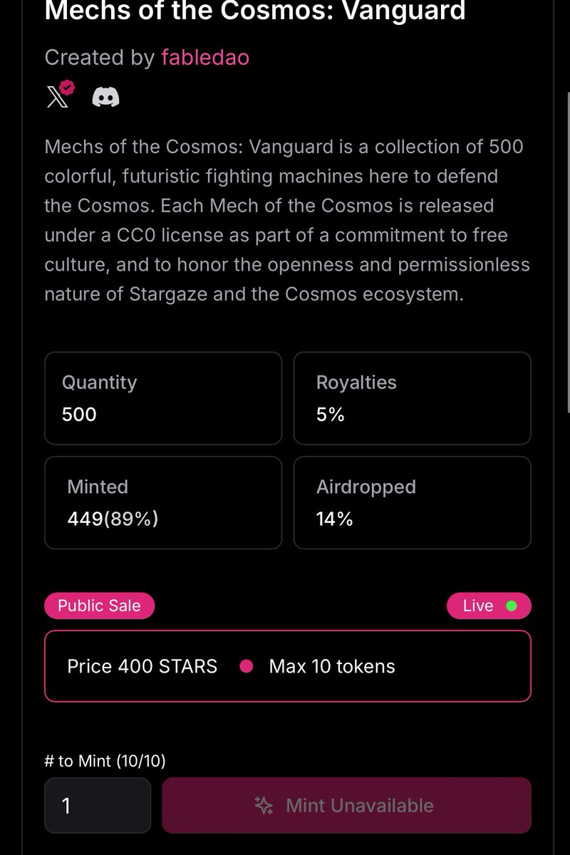 westinpeace's tweet photo. Afternoon rant + a lil love for @FableDao 

There is a promo running rn but I’m just bullish on the mentality of the creator - I’ll probably mint another wallet if it’s not zapped up this afternoon, been plenty of time and idk if more to come but tbh I’d thread 🧵 is based / CC0 is based - newer concept for me.

You’re basically free to do a deriv or build on top of it and it’s yours. 

Not sure how that works if say I make something on top and I wanted to be like “no this is mine you can’t copy it”

Interesting corner of the space and ethos but pretty in line with my current  thinking and attitude on Permissionless and open source. 

Only 40 left I am going to go mint a couple from another wallet, there has been plenty of time for everyone to get in so I don’t feel like I’m doing anything wrong even if I already pulled. Snooze ya lose or there isn’t the interest and I’m down to support the creator.

Hate watching good projects hang out like this and there are only 500 so kind of a bad look on us imo. 

Just like your parents…. I’m not mad, I’m just disappointed 😔🤪 jk jk - but im grabbing a couple more ftw