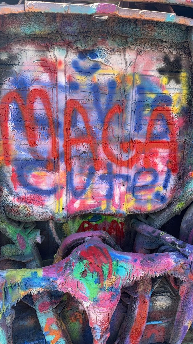 DAC_2's tweet photo. @realDonaldTrump @EricTrump @IvankaTrump @LaraLeaTrump @MELANIATRUMP @DonaldJTrumpJr  We splashed your name all
Over @ Cadillac ranch in Amarillo TX! ❤️🙌 https://t.co/F6nBVltJMD