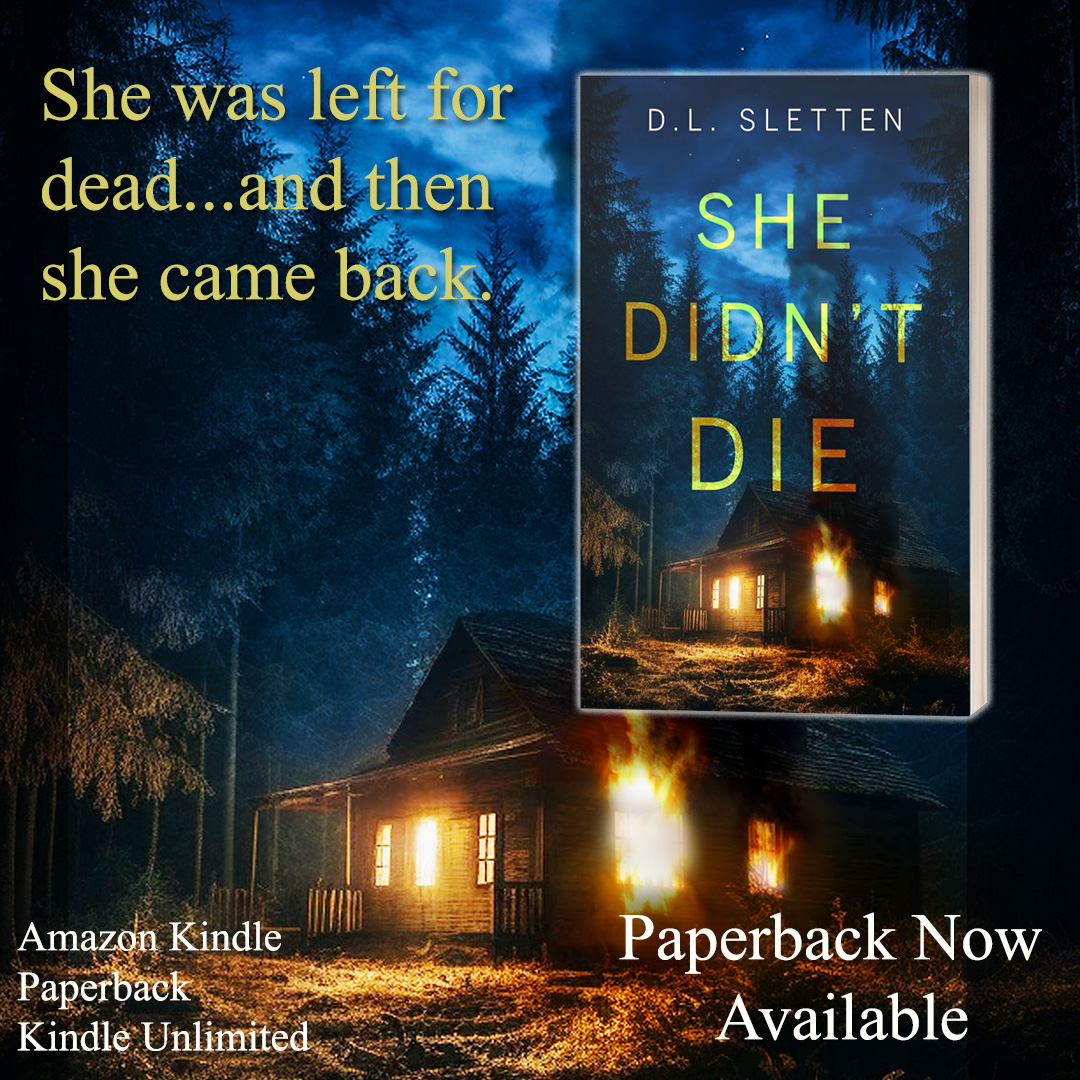 DLSlettenAuthor's tweet photo. Exciting News! The paperback copy of SHE DIDN'T DIE is now available earlier than expected. Grab it on Amazon now! https://t.co/jaCGZoogwh

#newrelease #FacebookBook #murdermystery #suspensethriller #suspensenovel #thrillerbooks #paperbackbooks https://t.co/MpTMCtB7nz
