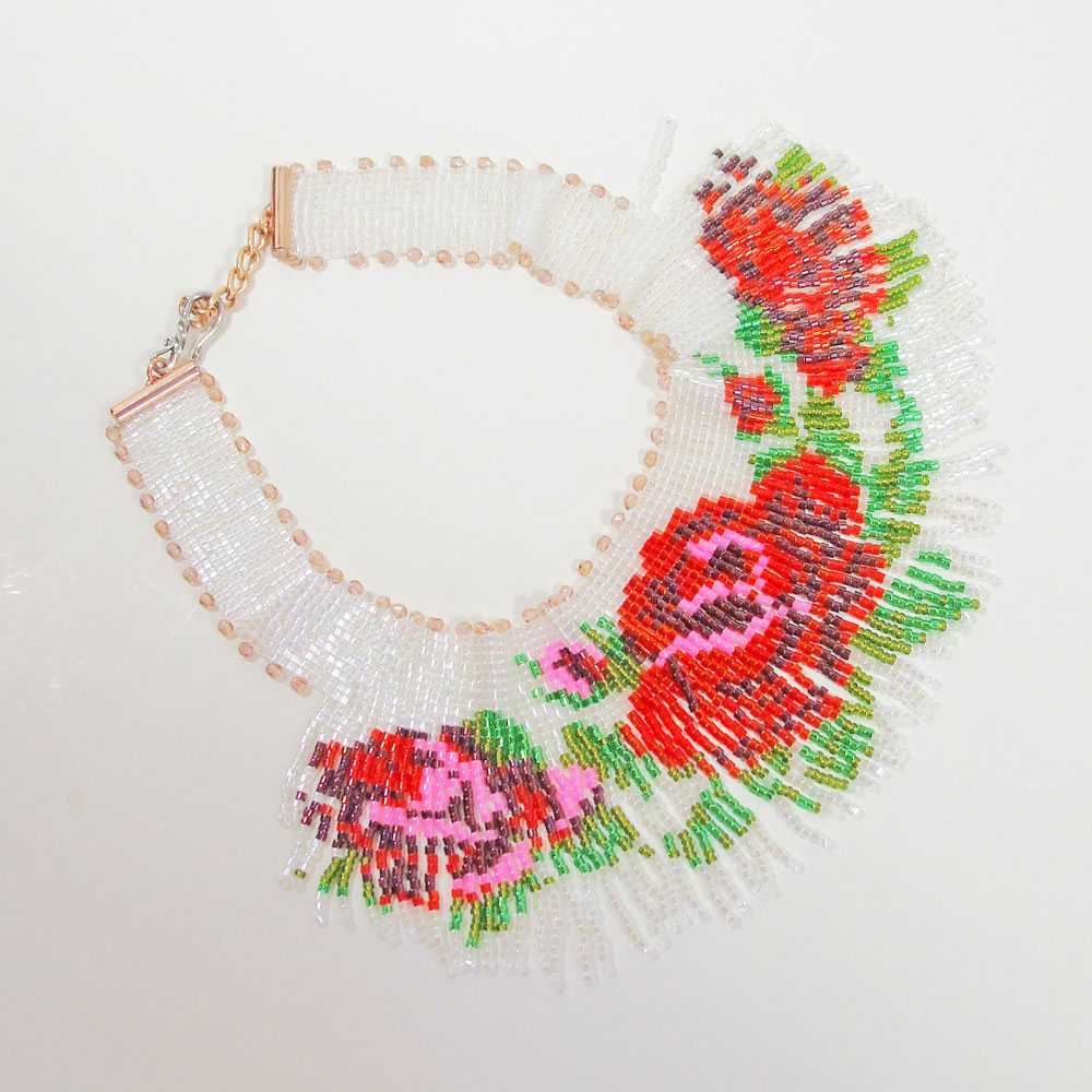 SandeeJene's tweet image. JBSG.  HandCrafted.  Loom Woven Rose Design Beaded Choker with fringe dangles, also in Rose design.  14 inch with extension around the neck.  Buy New: bit.ly/Shp-Wht-New    #JBSG   #WhatNew   #Handmade    #HandCrafted     #ChokerNecklace     #RedRoseDesign