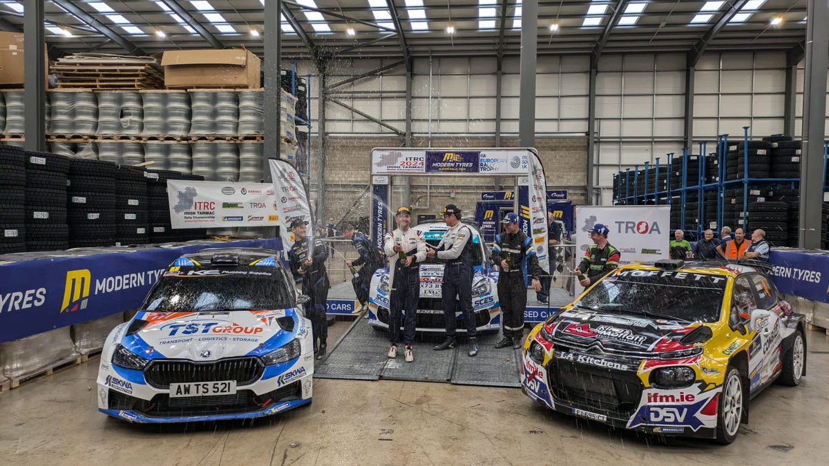 Miles of Smiles 😁 
Ladies and Gentlemen... 
Your 2024 <a href="/ModernTyres/">Modern Tyre Service</a> Ulster Rally Podium! 🏆🍾

📌 <a href="/IrishTarmacTROA/">Irish Tarmac C'ship</a> 

#ModernTyres #UlsterRally