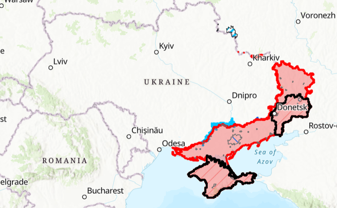 Si hoy parara la guerra Vladimir Putin y Rusia se estar&iacute;an adjudicando toda la parte roja del territorio<a href="/tag/ucrania"class="tags"><span>#ucrania</span></a><a href="/tag/rusia"class="tags"><span>#rusia</span></a><a href="/tag/vladimirputin"class="tags"><span>#vladimirputin</span></a>