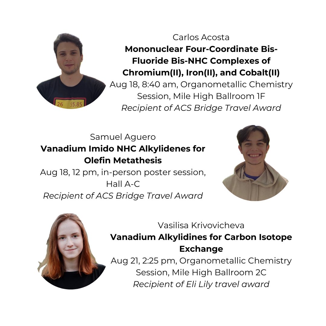 Our graduate students Carlos, Sam and Vasya are sending regards from Denver as they are heading to #acsfall to share the exciting chemistry they've done. Come see their talks and posters! 
#acsfall2024