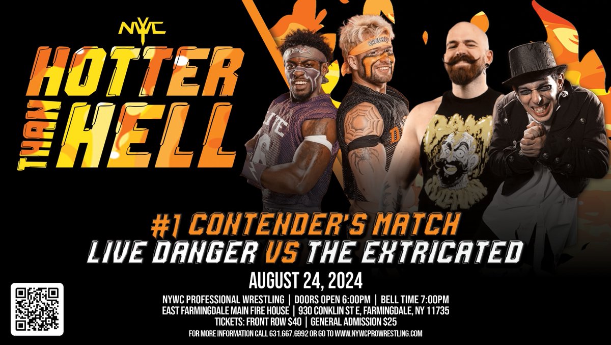 NYWC (@nywcwrestling) on Twitter photo Hotter than Hell is just one week away!
In the main event <a href="/SalSavelli/">Salvatore Savelli</a> will defend his NYWC Championship against <a href="/greekgodpapadon/">papadon</a>!
Post Game defend their NYWC Tag Team Championships against JT Kasin and ECW Legend <a href="/MikeyWhipwreck_/">๐ฅMikey Whipwreck๐ฅ</a>!
Plus more!
๐: nywcprowrestling.com Hotter than Hell is just one week away!
In the main event <a href="/SalSavelli/">Salvatore Savelli</a> will defend his NYWC Championship against <a href="/greekgodpapadon/">papadon</a>!
Post Game defend their NYWC Tag Team Championships against JT Kasin and ECW Legend <a href="/MikeyWhipwreck_/">๐ฅMikey Whipwreck๐ฅ</a>!
Plus more!
๐: nywcprowrestling.com