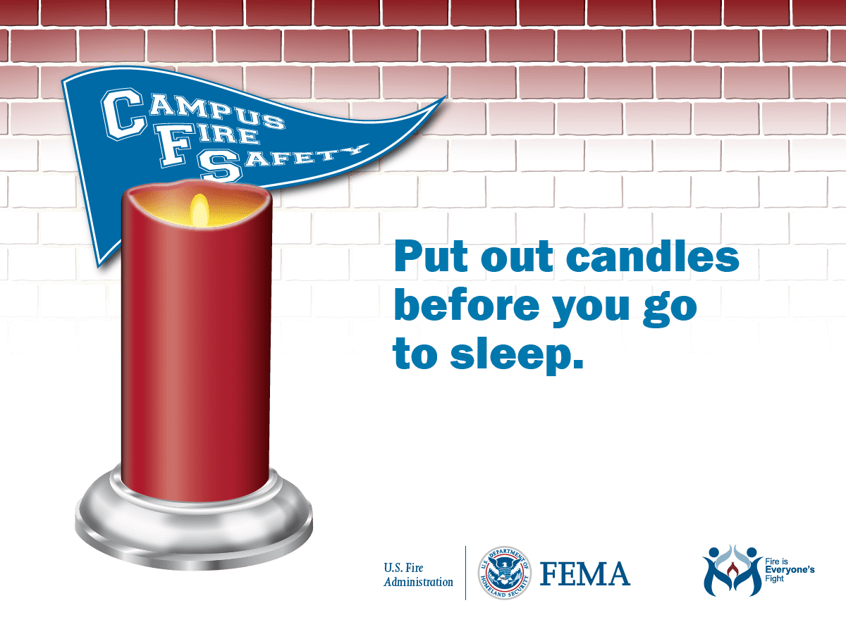 NAofSFM's tweet photo. Make sure your student knows to NEVER leave a burning candle unattended. Flameless candles are a great and safe alternative! #CampusFireSafety #FireSafetyTips #FirePrevention #BeSafe https://t.co/nd5bCrqkId
