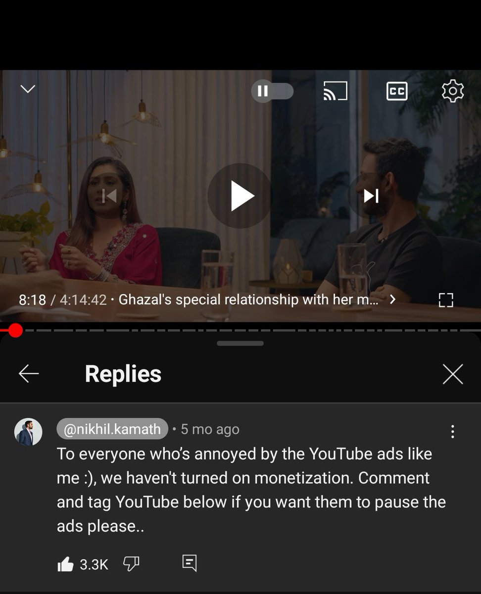 _sauravvv's tweet photo. @YouTube @YouTubeIndia I just wanted to watch some good content on YouTube, and guess what? You guys totally spoiled the vibe and mood. Why? I had to sit through 4 ads, and I only watched 8 minutes of the video. Attaching a screenshot of @nikhilkamathcio's video. https://t.co/8ukuU1JA4P