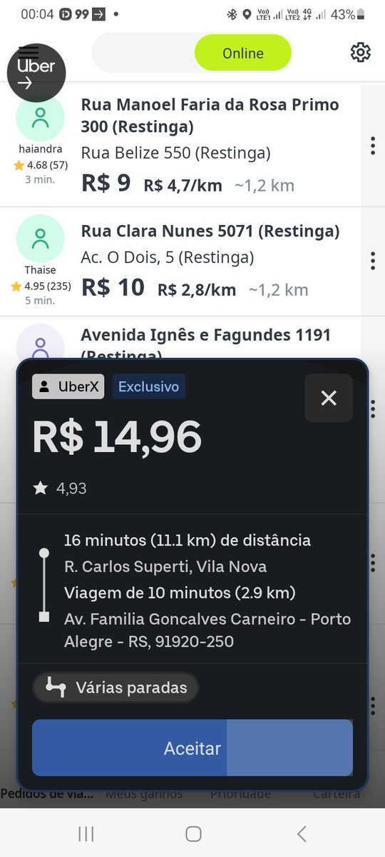 eliascolla's tweet photo. @Nilsonhandebol Vida que segue, não uso mais o insta e o face. Ando anojado de tudo. Ando querendo usar aqui pra por os prints do que a dona uber andas fazendo com nos motoristas (cobrando mais de 40% de taxa sobre o valor da corrida e mais de 10km ora buscar) segue o printe de uma ai https://t.co/o4M38kUyCi