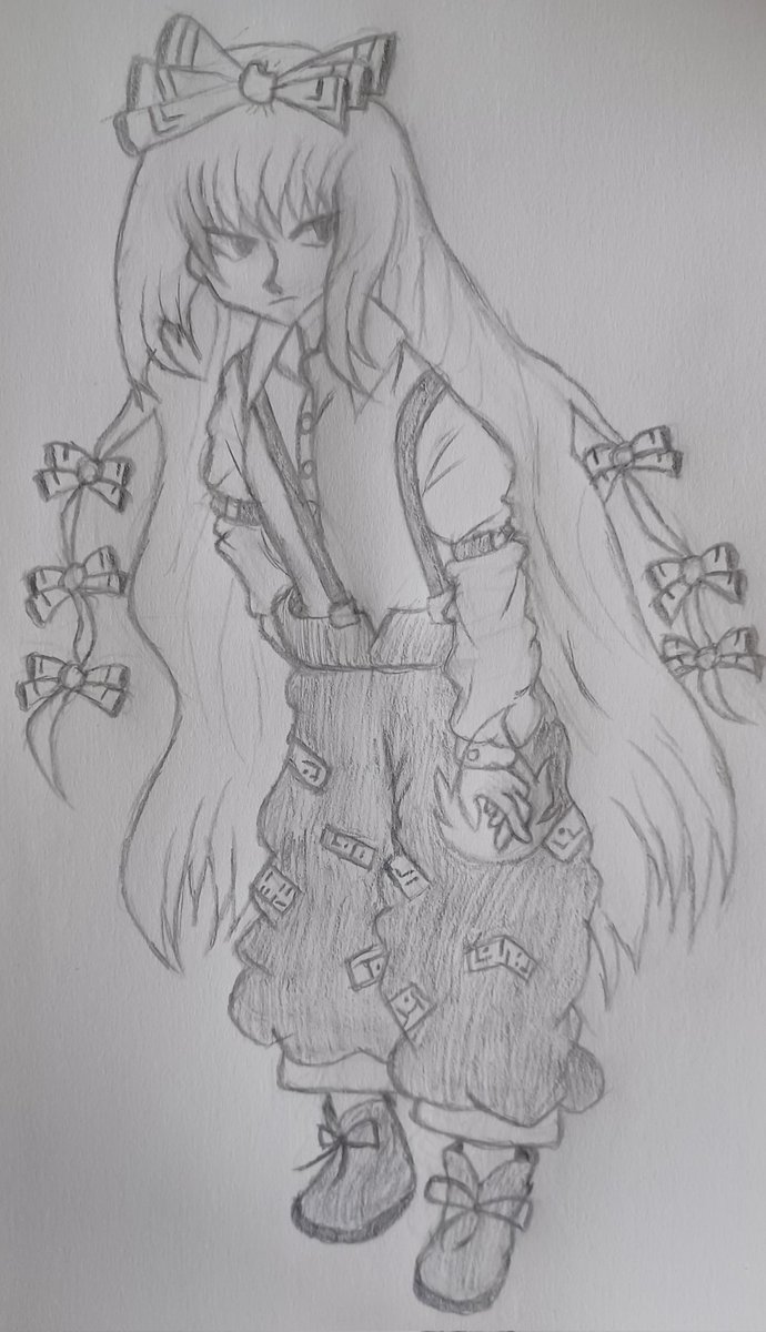 LLAwesomr's tweet photo. Very late #ImperishableDay Mokou doodle https://t.co/n8sKJbog6w