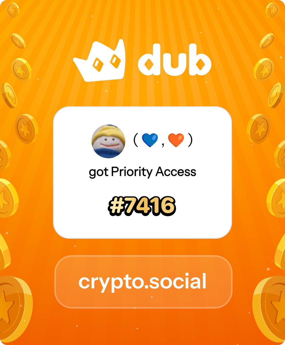I just got Priority Access to Dub! Let’s make memecoins PvE again. Get in early™. dub.social