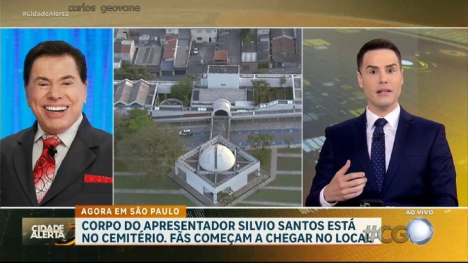 silvinhotv's tweet photo. Todas as emissoras estavam fazendo uma cobertura respeitosa até começar o #CidadeAlerta.

Mesmo com o desejo de Silvio Santos em ter apenas uma cerimônia privada para a família, o Bacci está com um helicóptero sobrevoando o cemitério israelita.

Uma pena se prestar a esse papel. https://t.co/9Yaleiz5J4