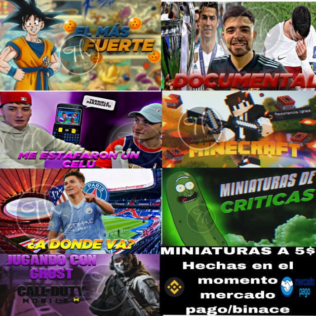 Thiagoeditor_'s tweet photo. Hola buenas, quien busca un editor estilo #Davo o #Lacobra, hago miniaturas al instante, trabaje con varios españoles, Mexicanos, ecuatorianos y peruanos haciendo miniaturas de momento cobro 5 dólares, no tardó nada en hacerlas y en base a mi habilidad puedo replicar miniaturas https://t.co/NstoDDGaMG