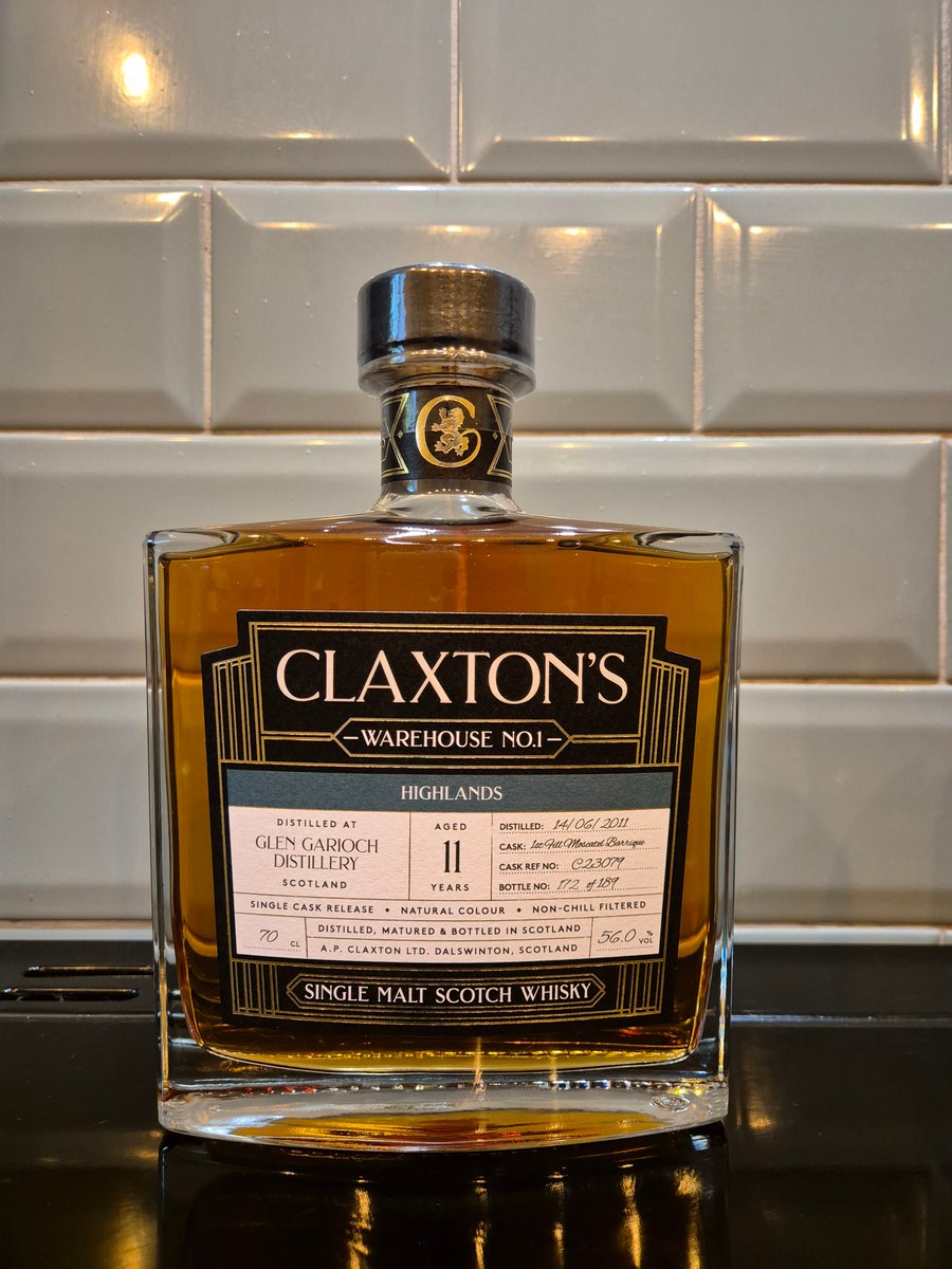 Dram 3 was…. Claxtons Glen Garioch Cask 23079. 11yo 1st fill Moscatel Barrique. 56%. 189 bottles. £83 #blinddrams