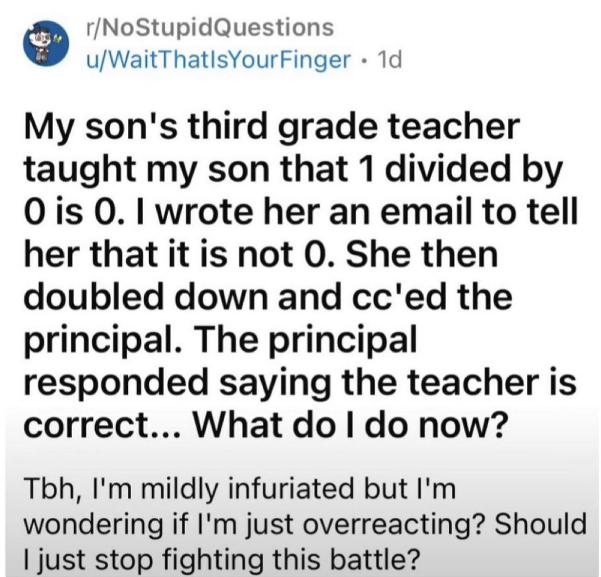 As a math lover Im annoyed just reading this. 

What would you do in this situation?