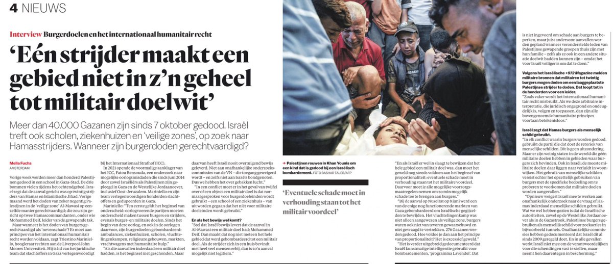 RonnyNaftaniel's tweet image. Wat bezielt het #Parool om alleen de advocaat vd Palestijnen bij het Internationaal Strafhof te interviewen over het schenden vh internationaal humanitair recht door Israël? Een verdediging van Israël ontbreekt in het stuk. Hamas beweringen worden als vaststaand beschouwd.…