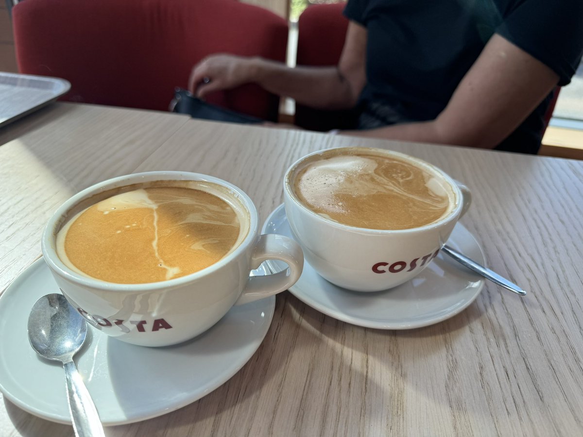 £7.50 for these two flat whites.  Barista trained apparently.