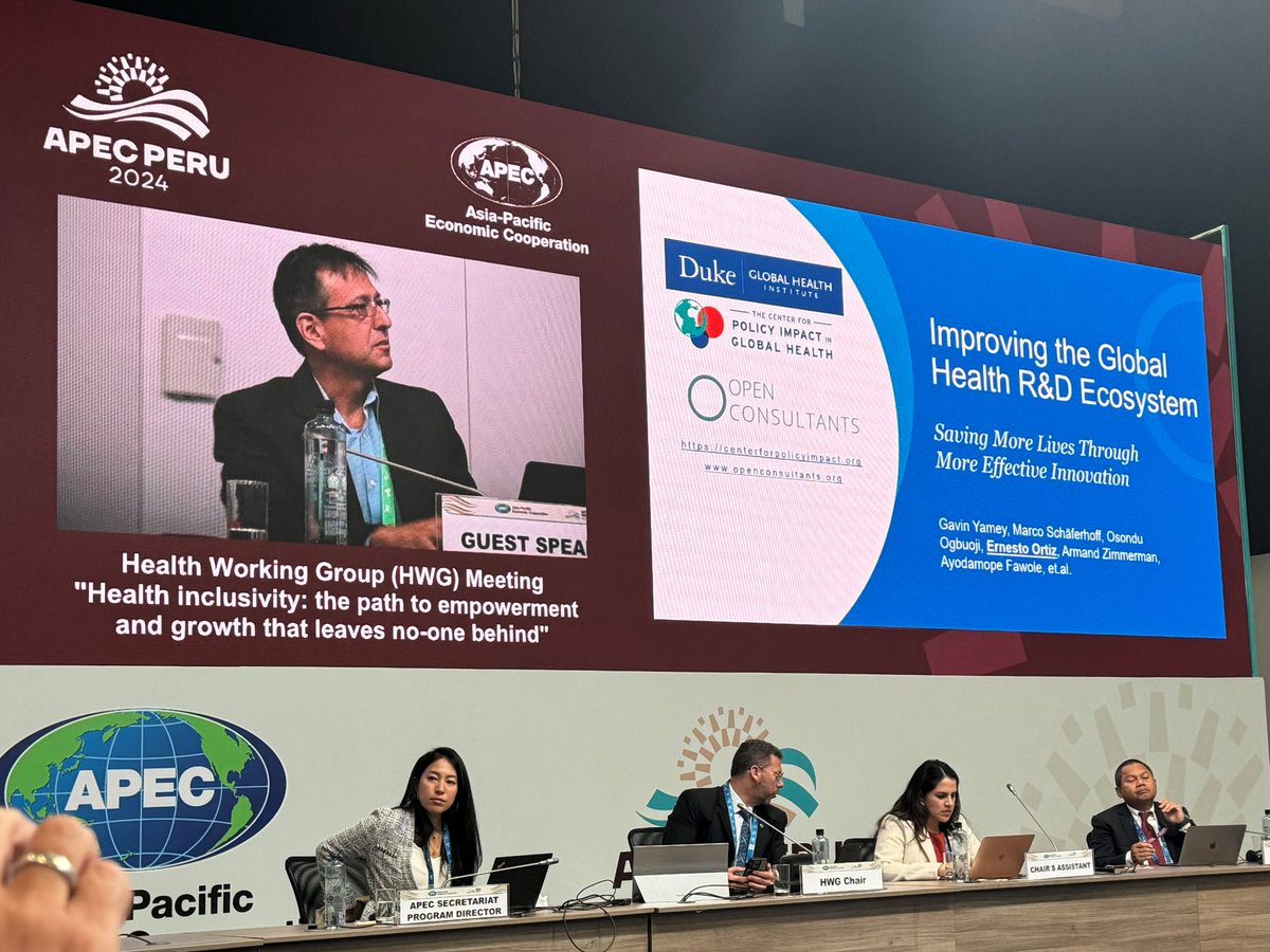 Krishna Udayakumar (@krishna_u) on Twitter photo How can we create healthier markets to save lives?
Pleasure to join <a href="/ejortiz/">Ernesto J Ortiz G.</a> at <a href="/apecperu/">APEC Perú 2024</a> Health Working Group meeting to discuss end-to-end development and access to biomedical innovations.
linkedin.com/posts/krishnau…
#APECPeru2024
<a href="/DukeGHI/">Duke Global Health</a> @dukeghic <a href="/DukeCPIGH/">Duke CPIGH</a> <a href="/DukeMargolis/">Duke-Margolis</a> How can we create healthier markets to save lives?
Pleasure to join <a href="/ejortiz/">Ernesto J Ortiz G.</a> at <a href="/apecperu/">APEC Perú 2024</a> Health Working Group meeting to discuss end-to-end development and access to biomedical innovations.
linkedin.com/posts/krishnau…
#APECPeru2024
<a href="/DukeGHI/">Duke Global Health</a> @dukeghic <a href="/DukeCPIGH/">Duke CPIGH</a> <a href="/DukeMargolis/">Duke-Margolis</a>