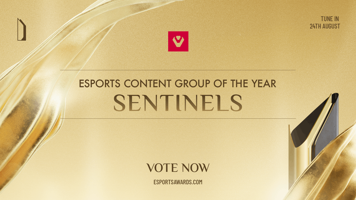 esportsawards's tweet photo. Vote for @Sentinels! Finalist of the Esports Content Group of the Year award.

Remember, you can VOTE EVERY DAY, once a day.

✅ Vote now: https://t.co/lKEGs7NlF4 

Esports Awards 2024 - August 24th | Riyadh https://t.co/ELWEtZXNyQ