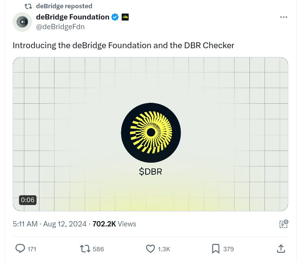 teixeir_Daniels's tweet photo. ✨ deBridge has rolled out the $DBR checker!
🔍 Verify your eligibility now and Claim your $DBR tokens here: https://t.co/9wp4EEZAAv https://t.co/86ppJzVwW3