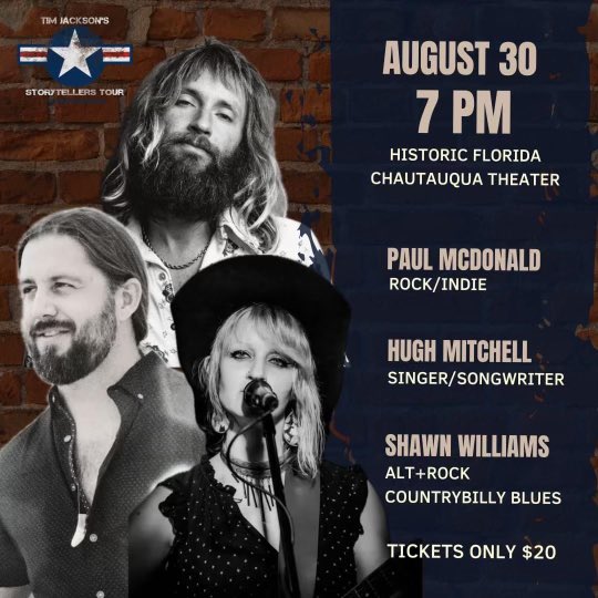 Shawn Williams (@shawnmeow) on Twitter photo Looking forward to sharing a night w/ <a href="/thePaulMcDonald/">Paul McDonald</a> & <a href="/hughmitchell/">Hugh Mitchell</a> on Aug. 30th, at Chautauqua Theatre in DeFuniak Springs, FL, for Tim Jackson ’s Storytellers Tour! Tix: fl-chautauqua.square.site/product/storyt…
#PaulMcDonald #HughMitchell #TimJackson #DefuniakSprings #Florida Looking forward to sharing a night w/ <a href="/thePaulMcDonald/">Paul McDonald</a> & <a href="/hughmitchell/">Hugh Mitchell</a> on Aug. 30th, at Chautauqua Theatre in DeFuniak Springs, FL, for Tim Jackson ’s Storytellers Tour! Tix: fl-chautauqua.square.site/product/storyt…
#PaulMcDonald #HughMitchell #TimJackson #DefuniakSprings #Florida
